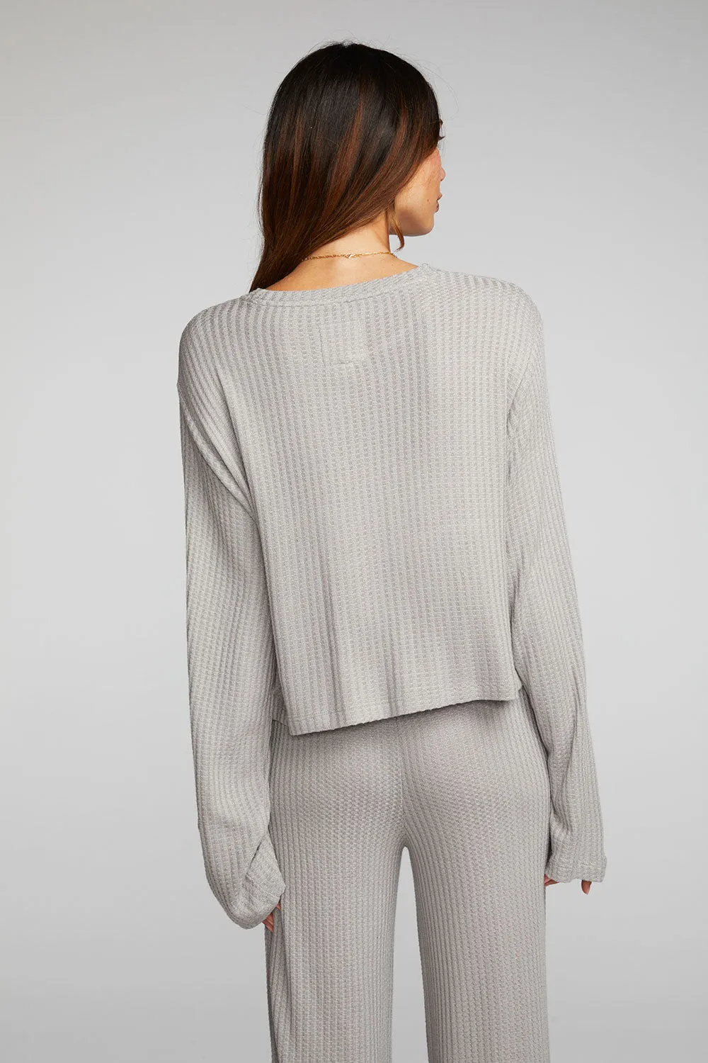 Thermal Waffle Cropped Long Sleeve Tee sold by Chaser product image thumbnail 2