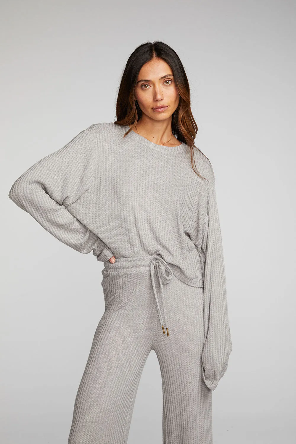 Thermal Waffle Cropped Long Sleeve Tee sold by Chaser