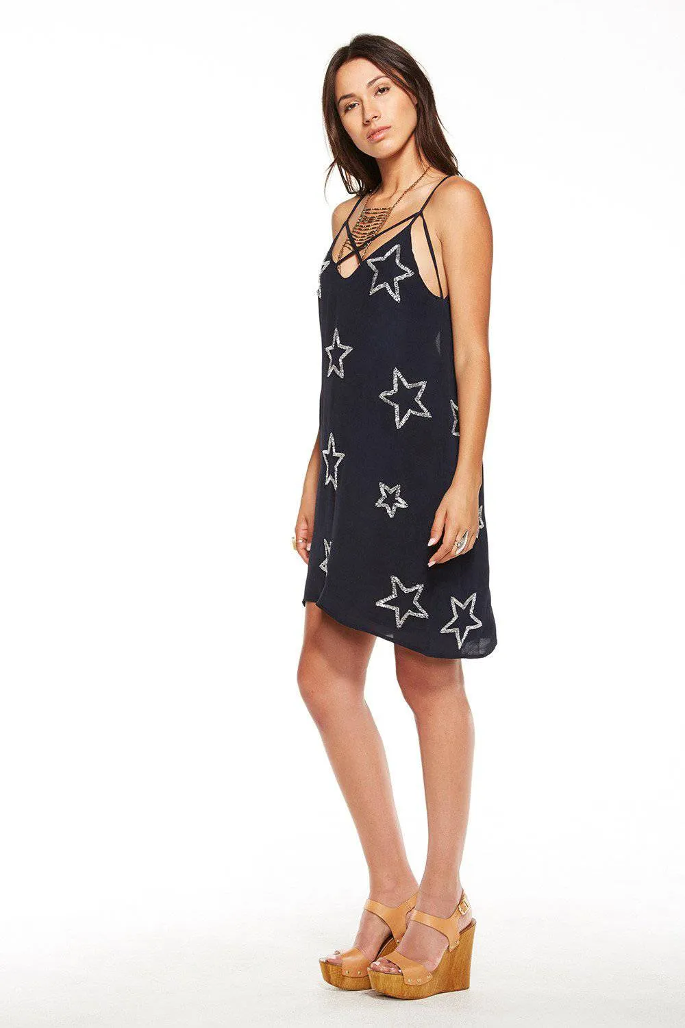 BEADED STARS STRAPPY MINI DRESS sold by Chaser
