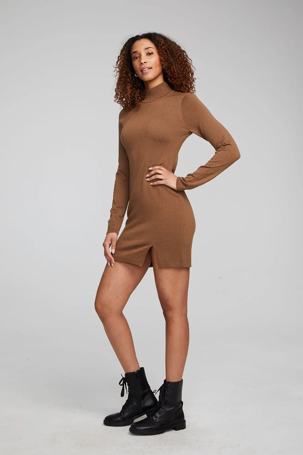 Edita Deep Taupe Mini Dress sold by Chaser product image thumbnail 2