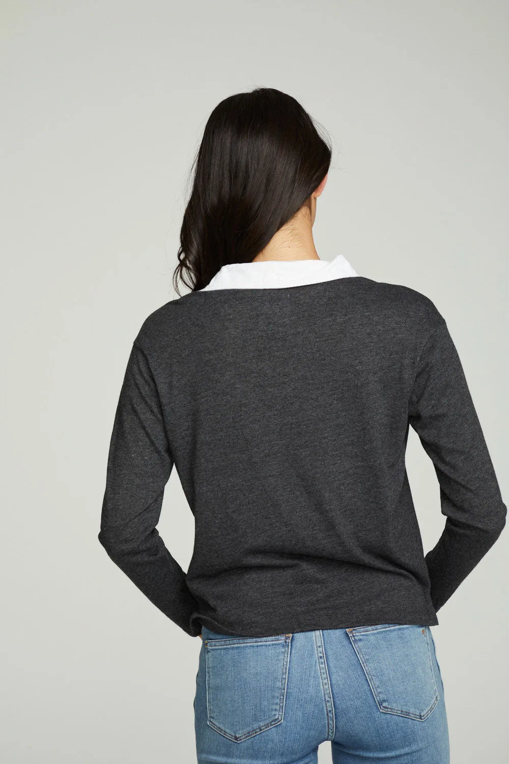 Semi Cropped Polo Boxy Short Sleeve Tee sold by Chaser product image thumbnail 3