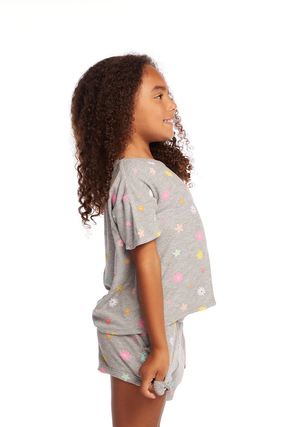 Devin Embroidered Flowers Girls Tee sold by Chaser product image thumbnail 3