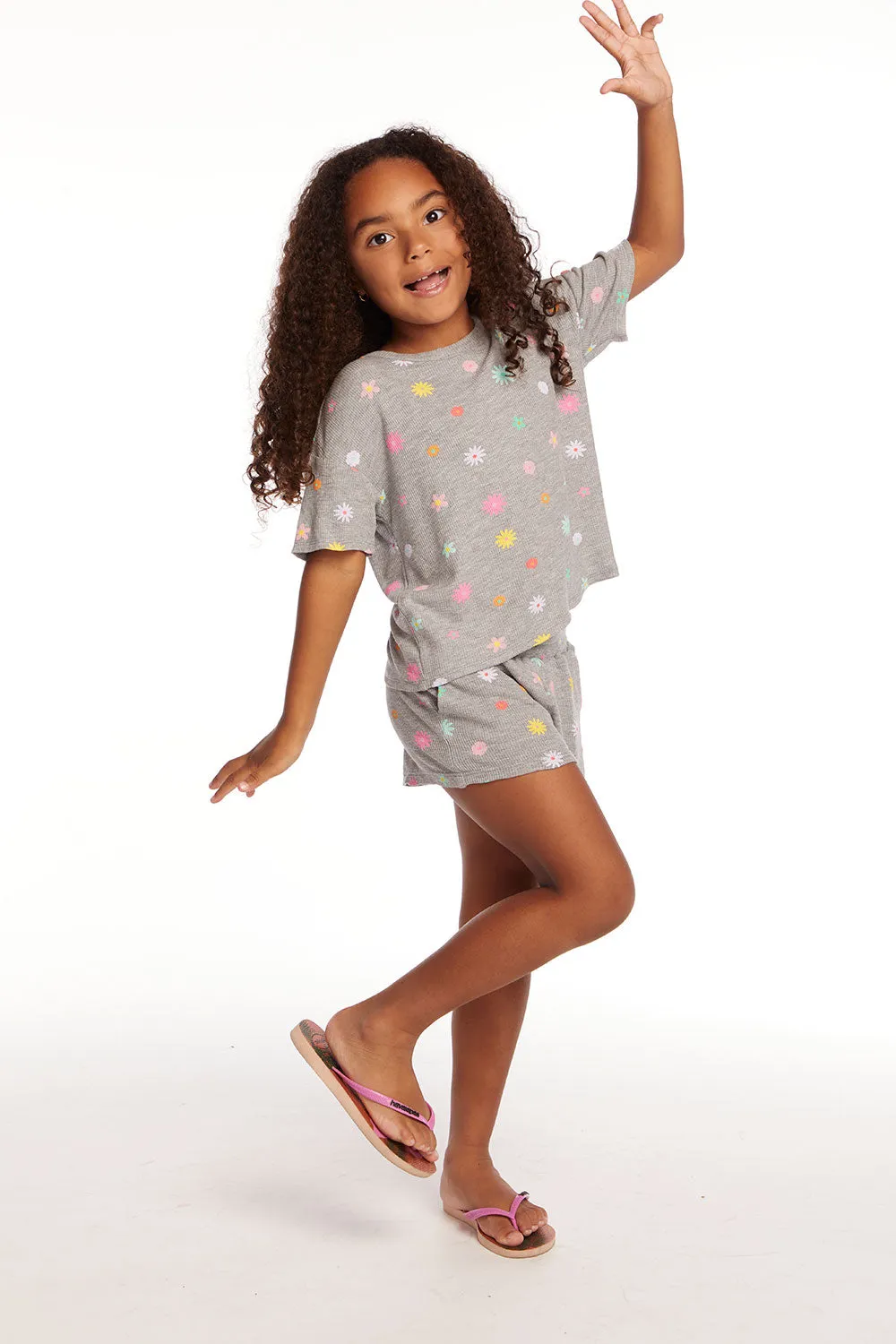 Devin Embroidered Flowers Girls Tee sold by Chaser product image thumbnail 5