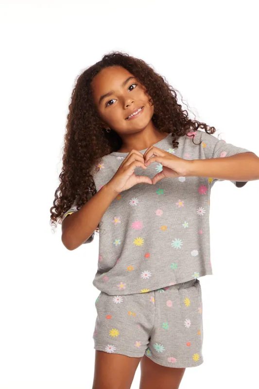 Devin Embroidered Flowers Girls Tee sold by Chaser