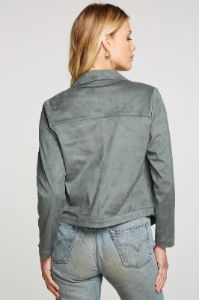 Stretch Faux Suede Drape Front Open Jacket sold by Chaser