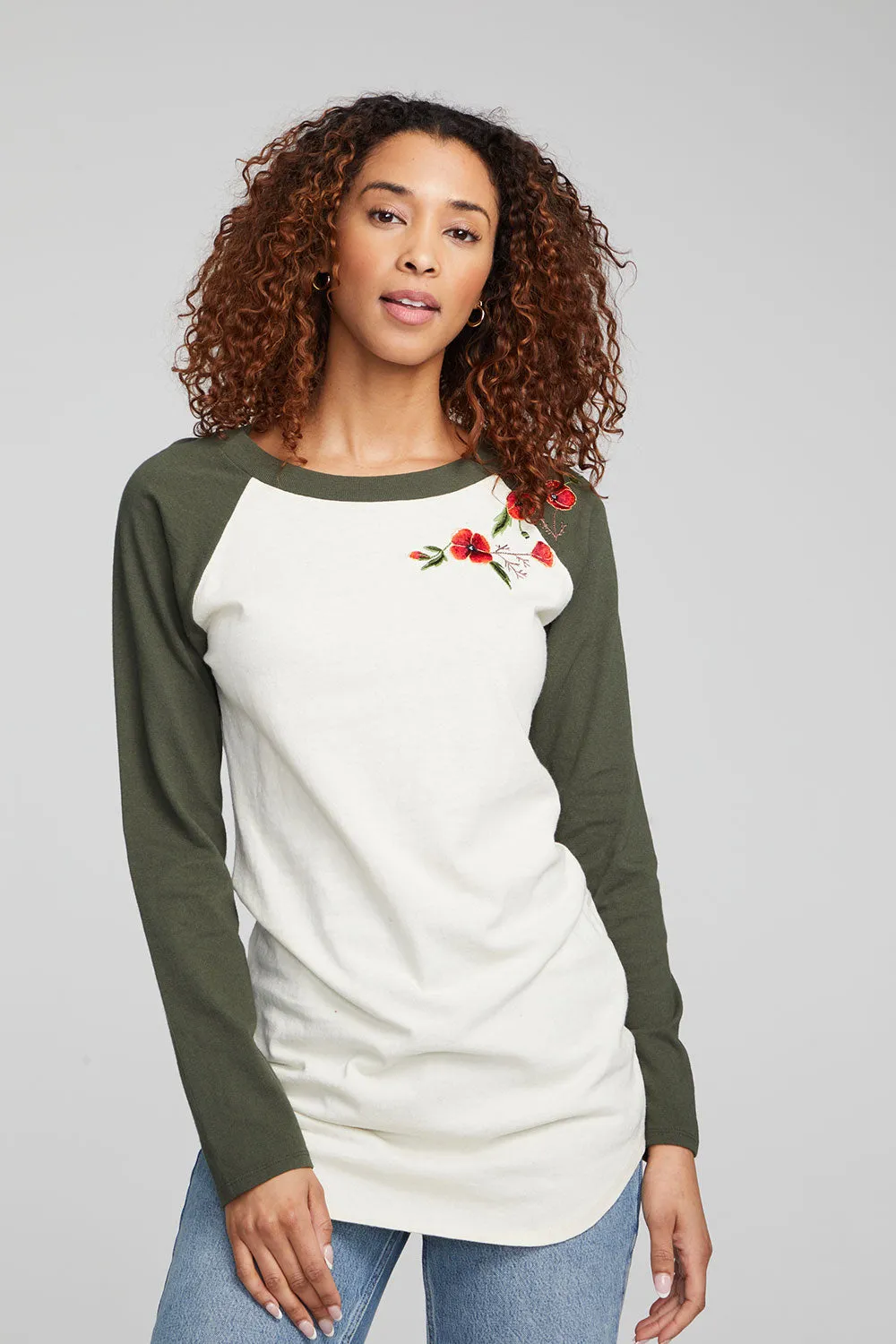 Poppy Embroidery Football Long Sleeve sold by Chaser