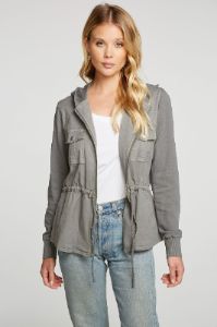Stretch Twill Long Sleeve Utility Jacket with Terry And Rib sold by Chaser
