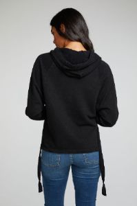 Linen French Terry Long Sleeve Side Tie Batwing Pullover Hoodie sold by Chaser