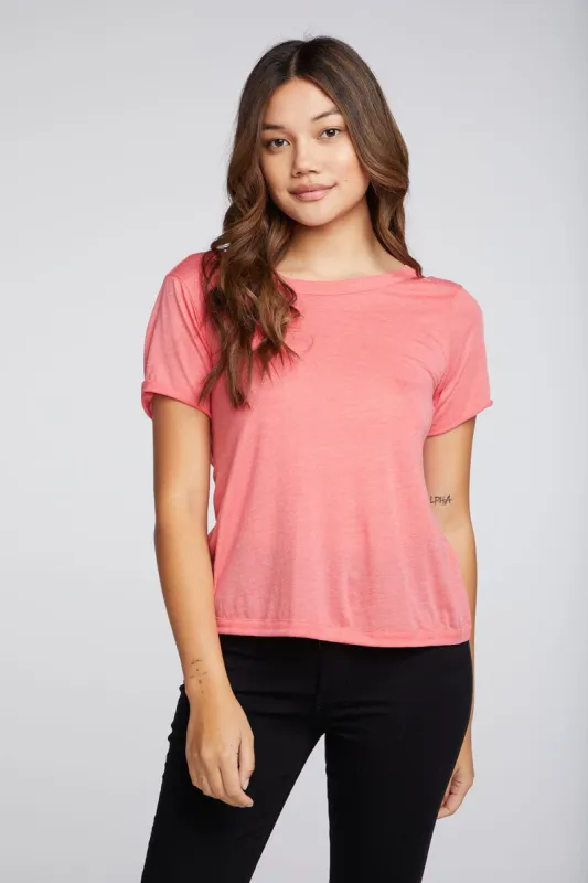 Recycled Vintage Jersey Cross Back Crew Neck Short Sleeve Tee sold by Chaser