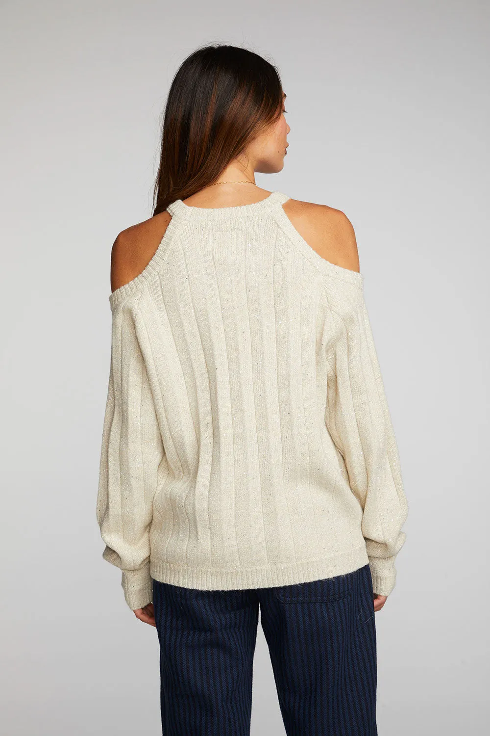 Sequin Knit Cold Shoulder Sweater sold by Chaser product image thumbnail 2