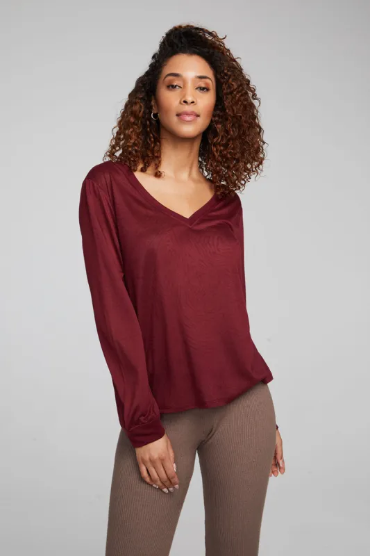 Kara Wine Red Long Sleeve sold by Chaser