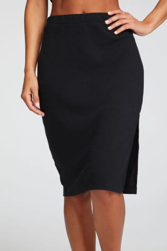 Linen Rib Midi Rib Pencil Skirt with Slit sold by Chaser