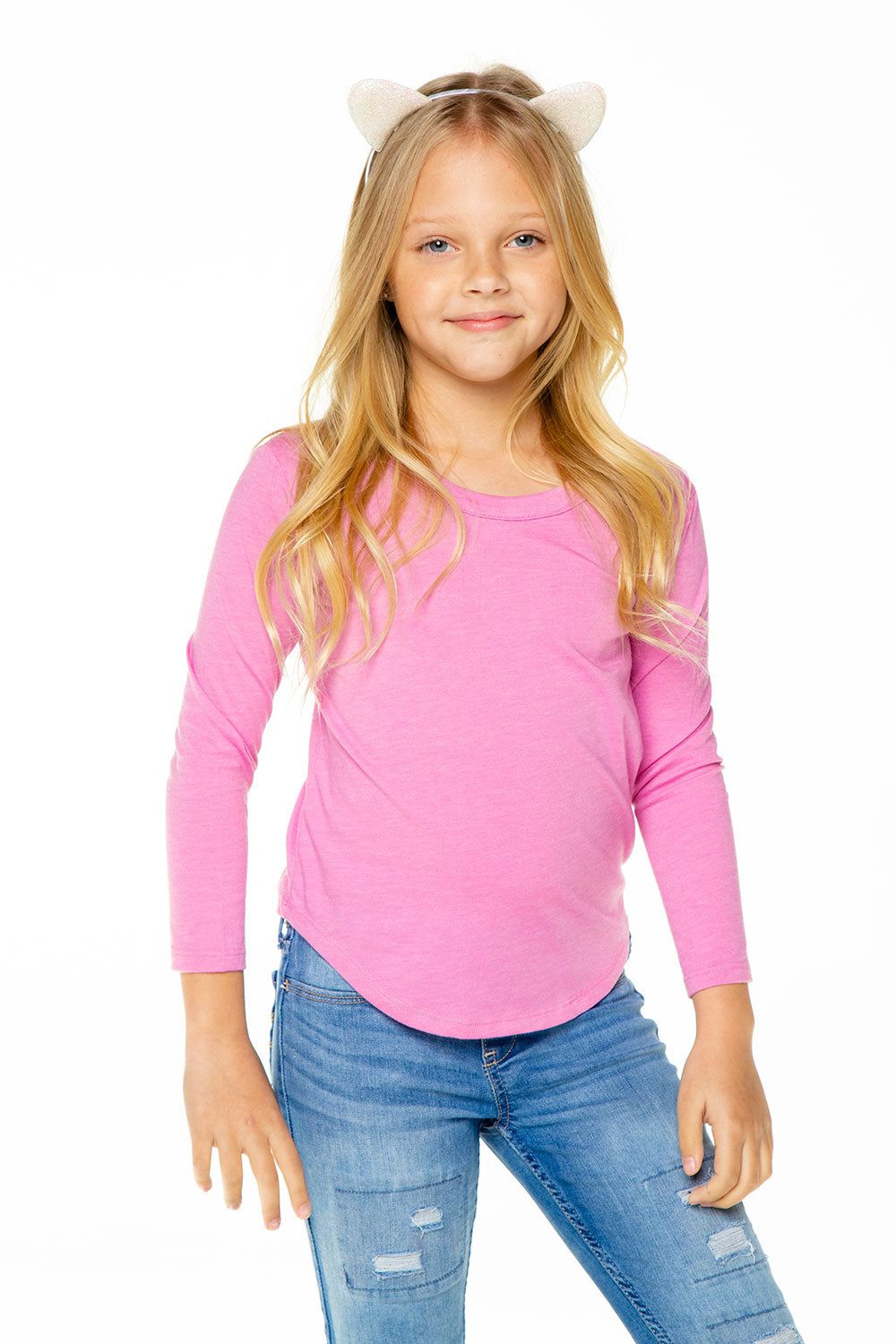 Girls Recycled Vintage Jersey Long Sleeve Scoop Back Shirttail sold by Chaser product image thumbnail 3