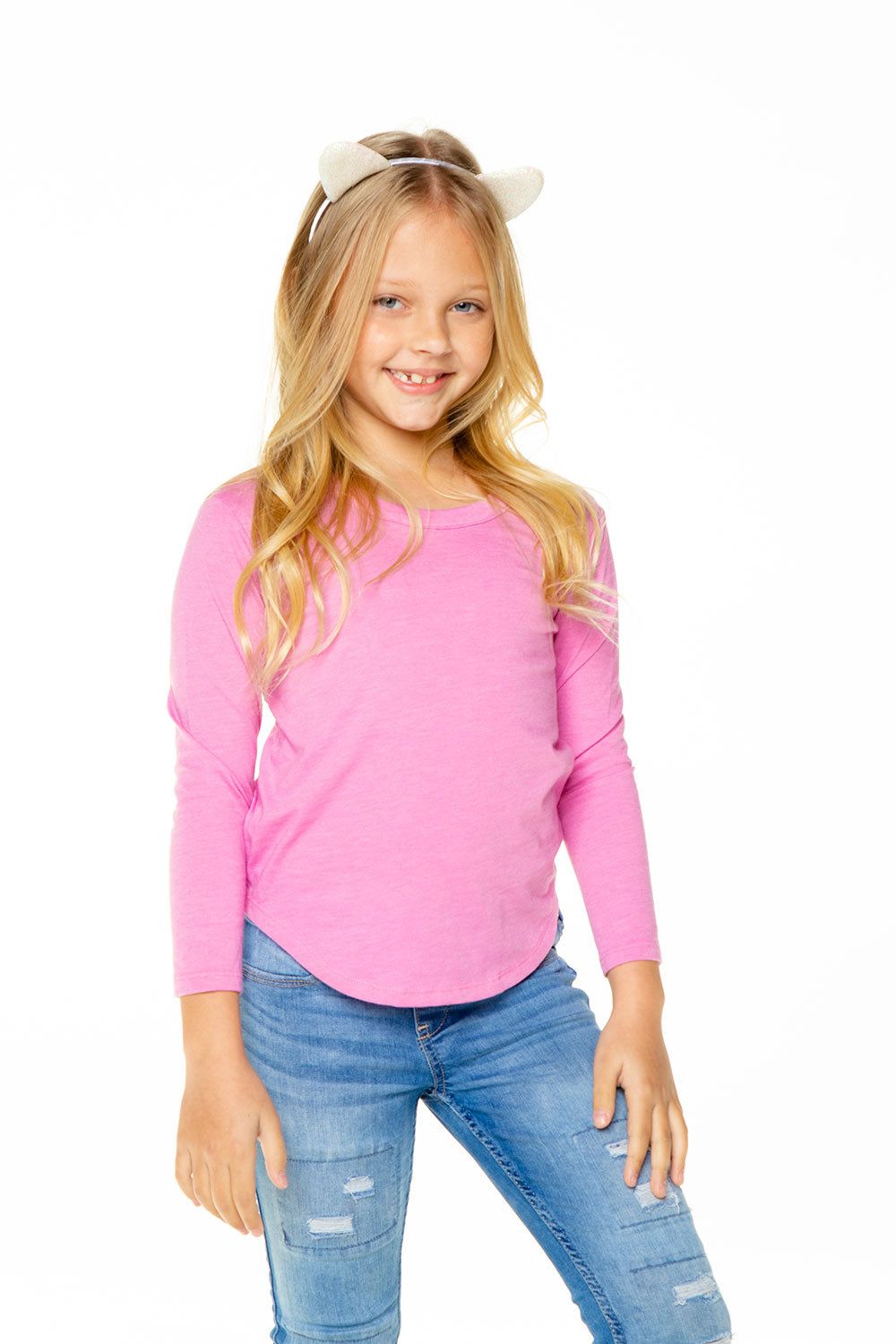 Girls Recycled Vintage Jersey Long Sleeve Scoop Back Shirttail sold by Chaser