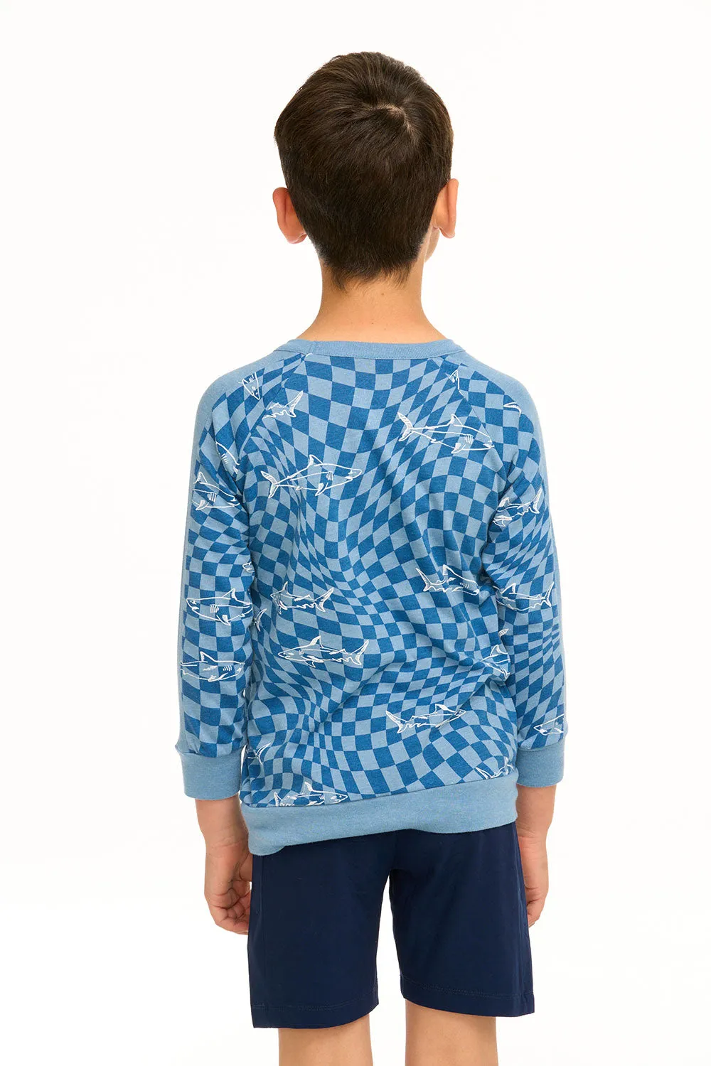 Boy's Checkered Shark Raglan Pullover sold by Chaser product image thumbnail 2