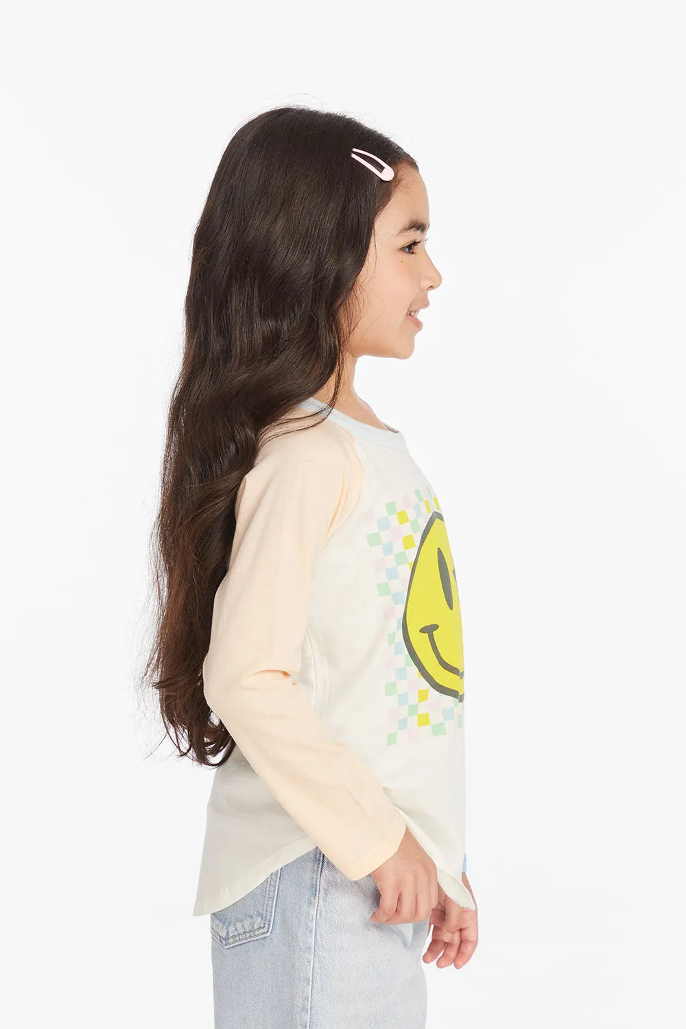 Checkered Smiley Girls Long Sleeve sold by Chaser product image thumbnail 3