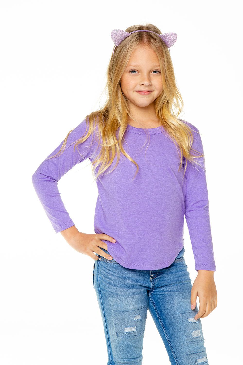 Girls Recycled Vintage Jersey Long Sleeve Scoop Back Shirttail sold by Chaser product image thumbnail 4