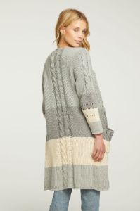 Cotton Blend Open Front Duster with Pockets sold by Chaser
