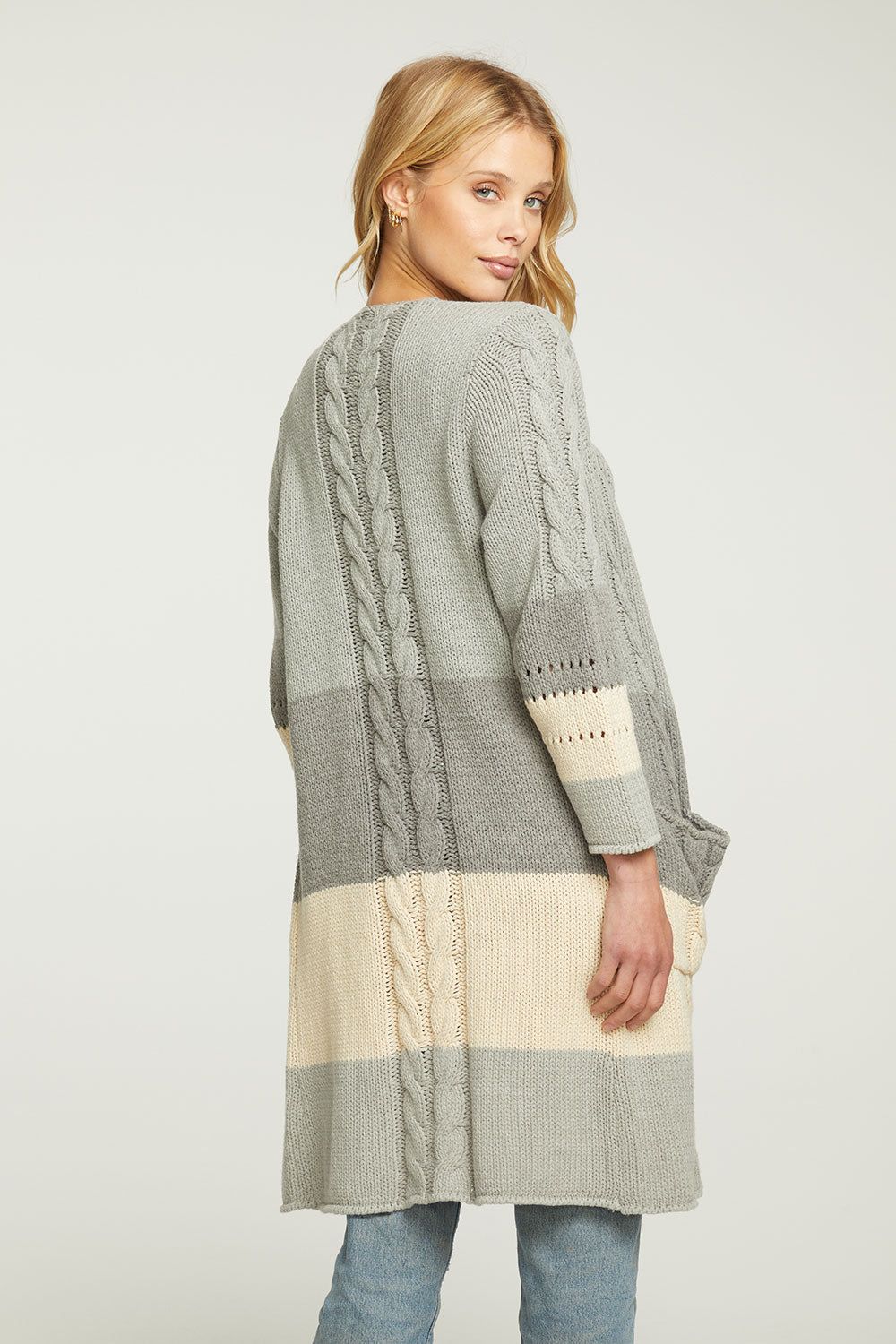 Cotton Blend Open Front Duster with Pockets sold by Chaser product image thumbnail 4