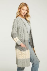 Cotton Blend Open Front Duster with Pockets sold by Chaser