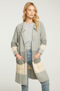 Cotton Blend Open Front Duster with Pockets sold by Chaser