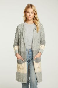 Cotton Blend Open Front Duster with Pockets sold by Chaser