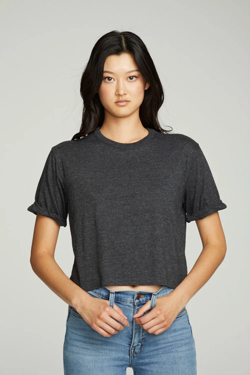 Cropped Crew Neck Short Sleeve Tee sold by Chaser