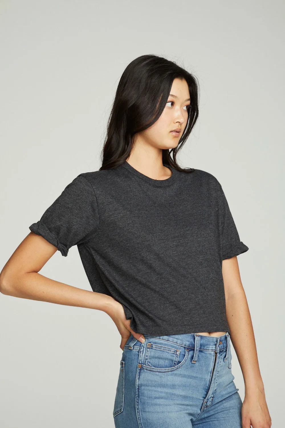 Cropped Crew Neck Short Sleeve Tee sold by Chaser product image thumbnail 4