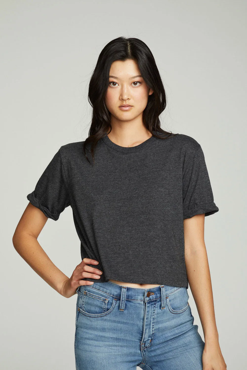 Cropped Crew Neck Short Sleeve Tee sold by Chaser product image thumbnail 3