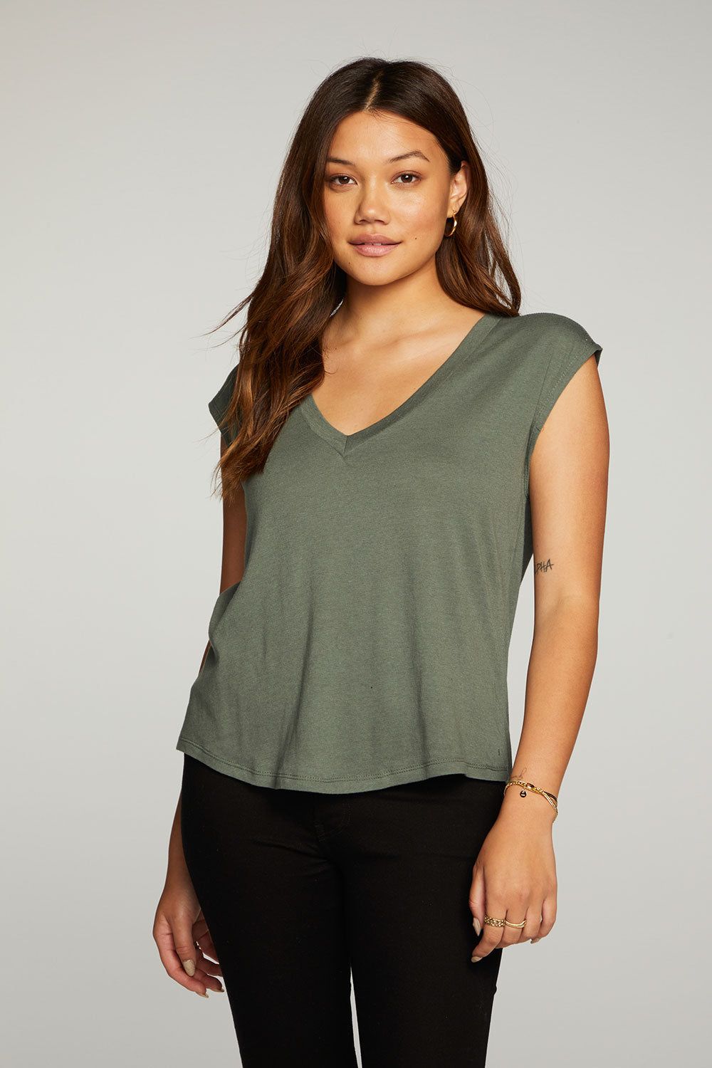 Cloud Jersey Cap Sleeve Muscle Tee sold by Chaser product image thumbnail 2