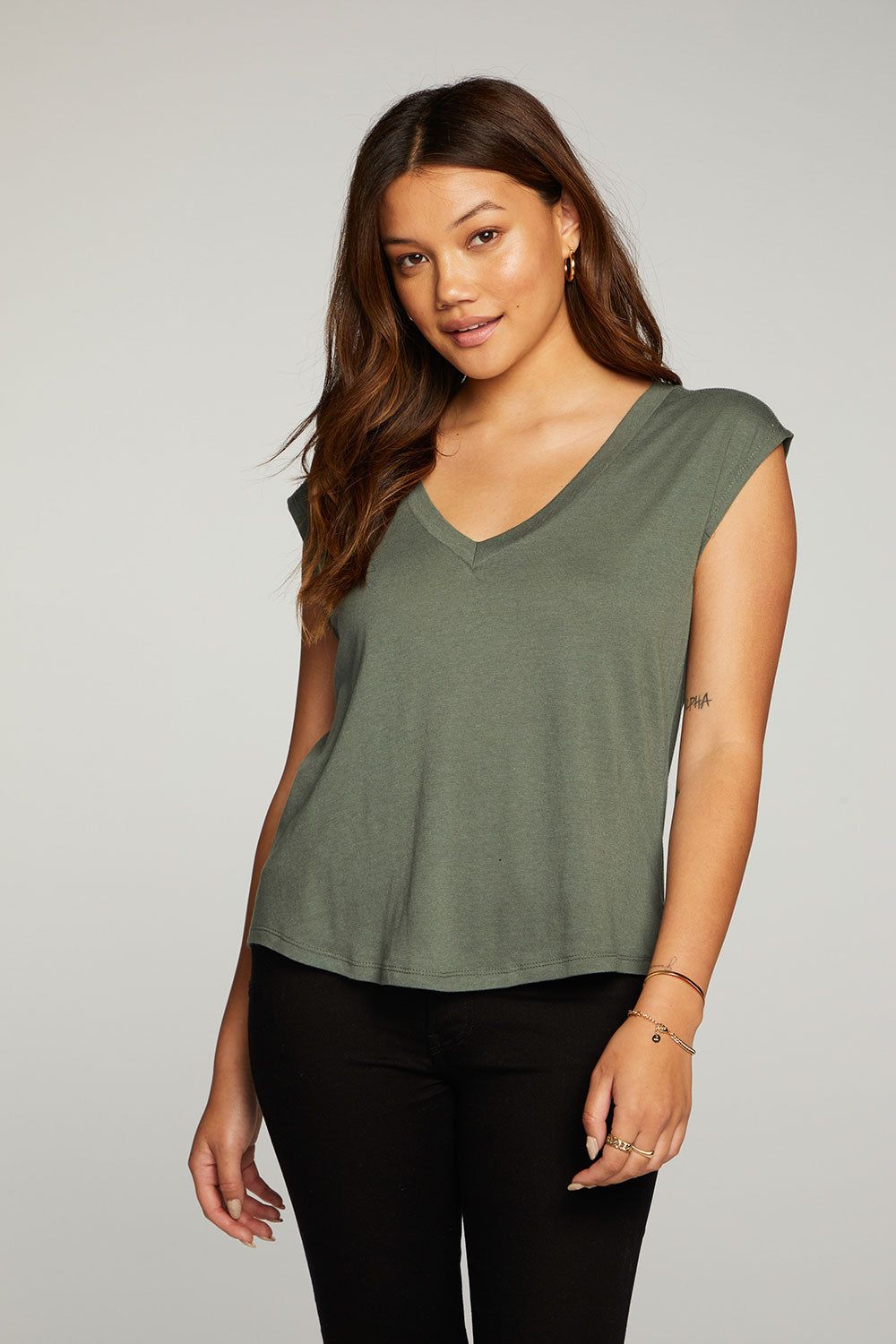 Cloud Jersey Cap Sleeve Muscle Tee sold by Chaser product image thumbnail 3