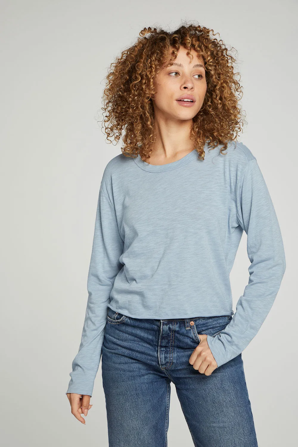 Long Sleeve Cropped Tee sold by Chaser product image thumbnail 4