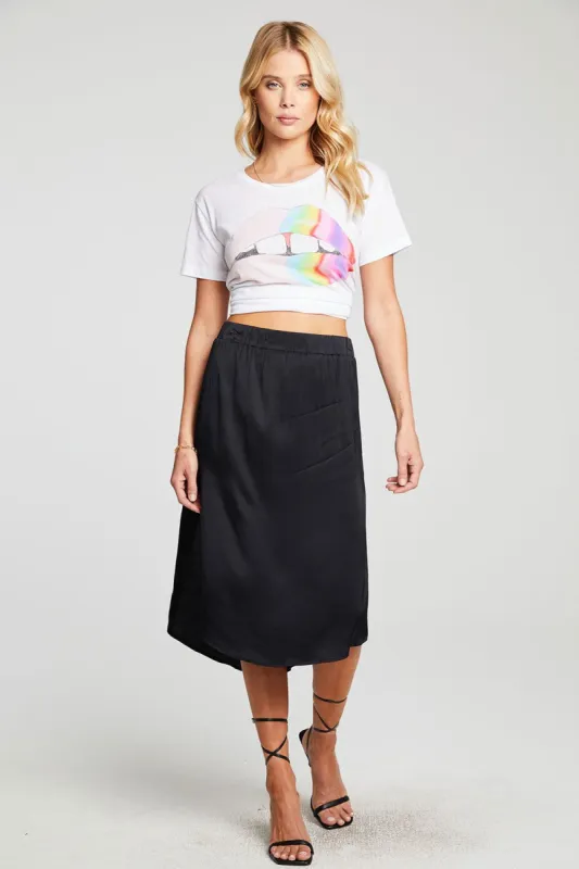 Stretch Silky Basics Midi Skirt With Side Slit sold by Chaser