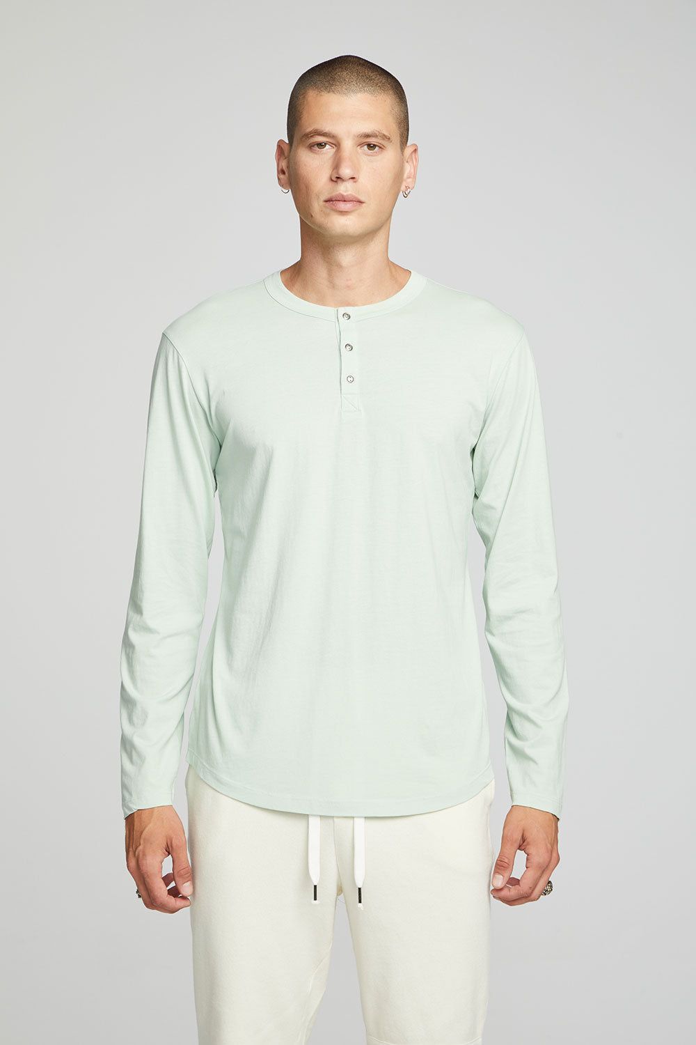Long Sleeve Button Up Henley - Subtle Green sold by Chaser