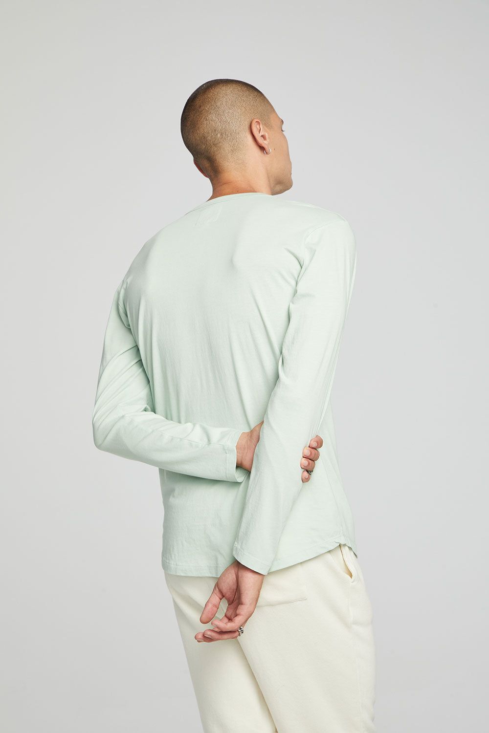Long Sleeve Button Up Henley - Subtle Green sold by Chaser product image thumbnail 3