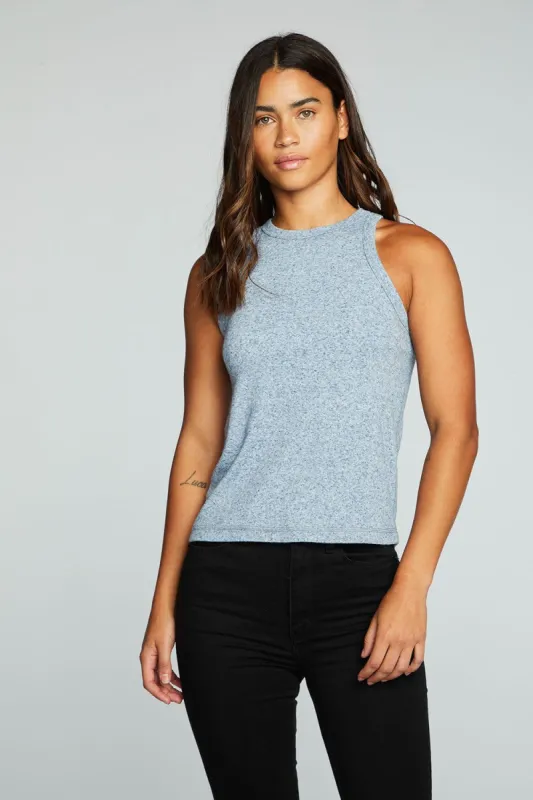 Linen Rib High Neck Racer Tank sold by Chaser