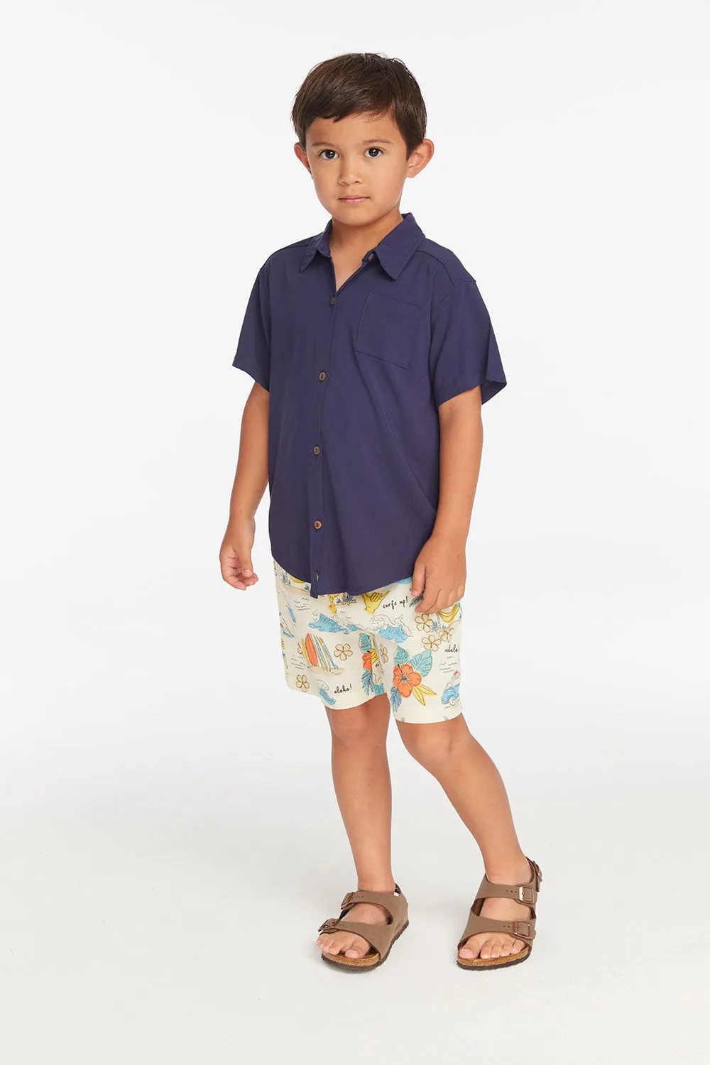 Collared Sapphire Blue Button Down Boys Shirt sold by Chaser product image thumbnail 5