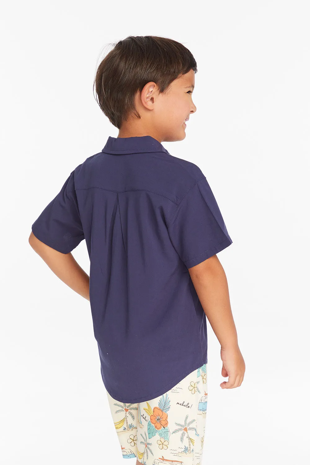 Collared Sapphire Blue Button Down Boys Shirt sold by Chaser product image thumbnail 3