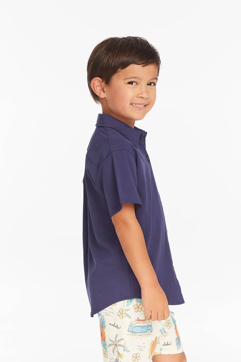 Collared Sapphire Blue Button Down Boys Shirt sold by Chaser product image thumbnail 2