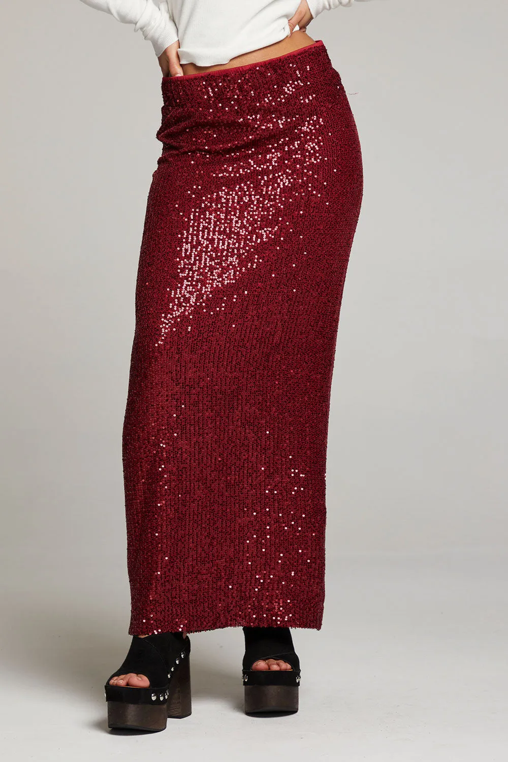 Amber Blood Red Midi Skirt sold by Chaser product image thumbnail 5