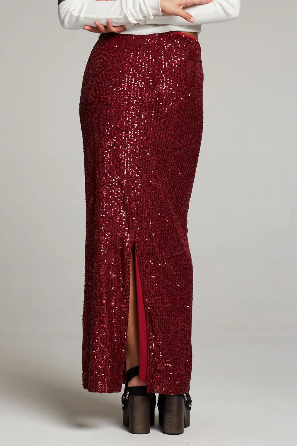 Amber Blood Red Midi Skirt sold by Chaser product image thumbnail 4