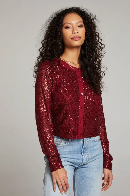 Adam Blood Red Cardigan sold by Chaser