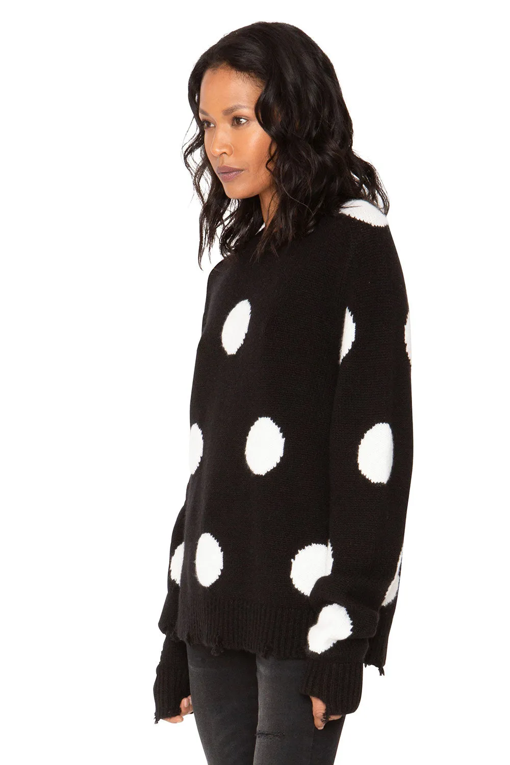 Polka Dot Cashmere Sweater - Black & White sold by Chaser product image thumbnail 2