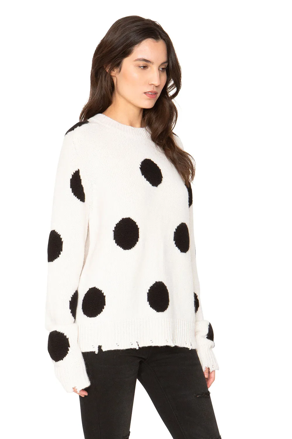 Polka Dot Cashmere Sweater - White & Black sold by Chaser product image thumbnail 4