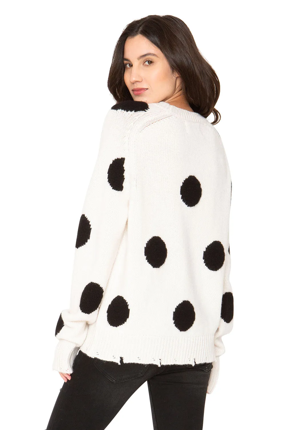 Polka Dot Cashmere Sweater - White & Black sold by Chaser product image thumbnail 2