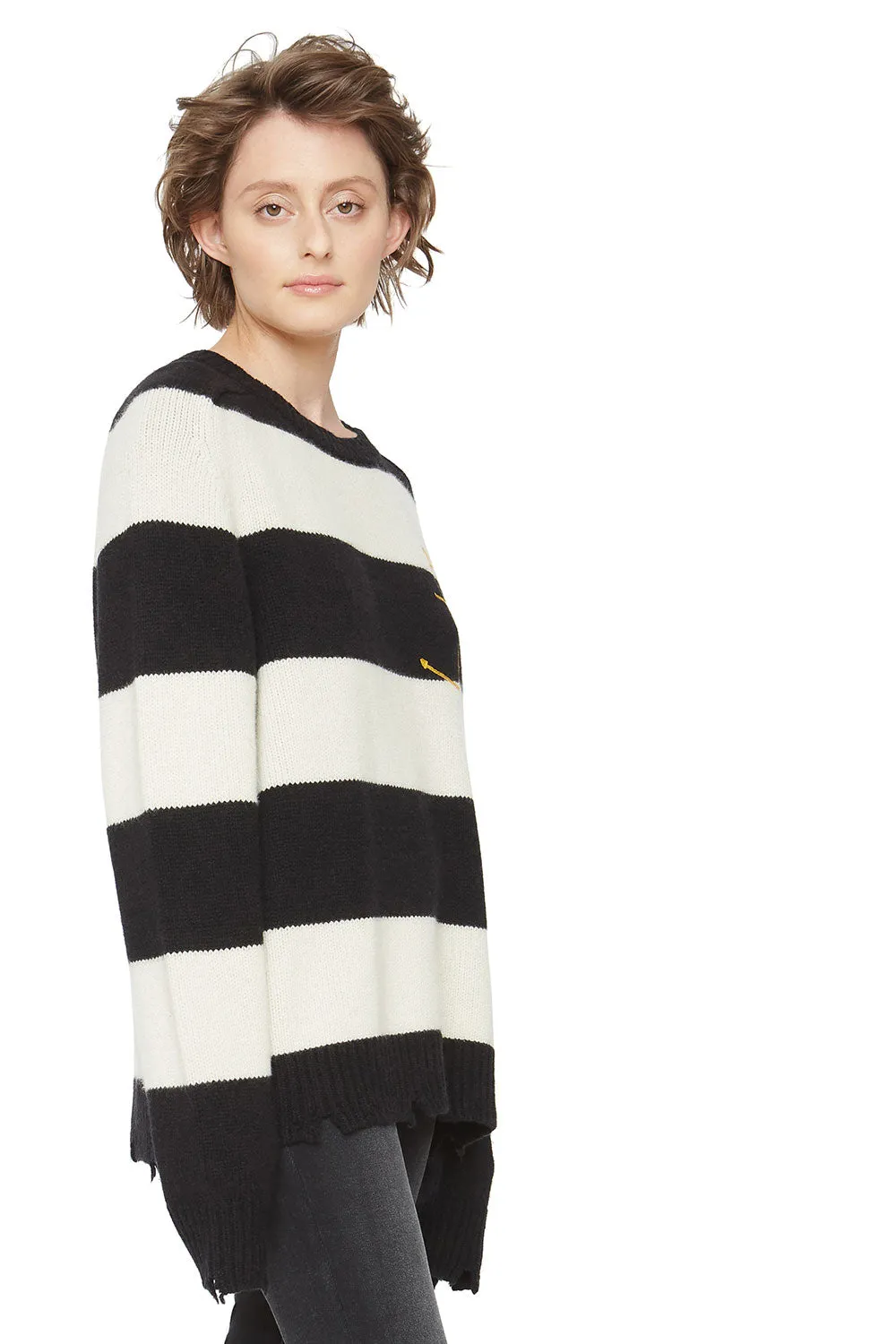 Anchor Cashmere Sweater - Black and White Stripes sold by Chaser product image thumbnail 3