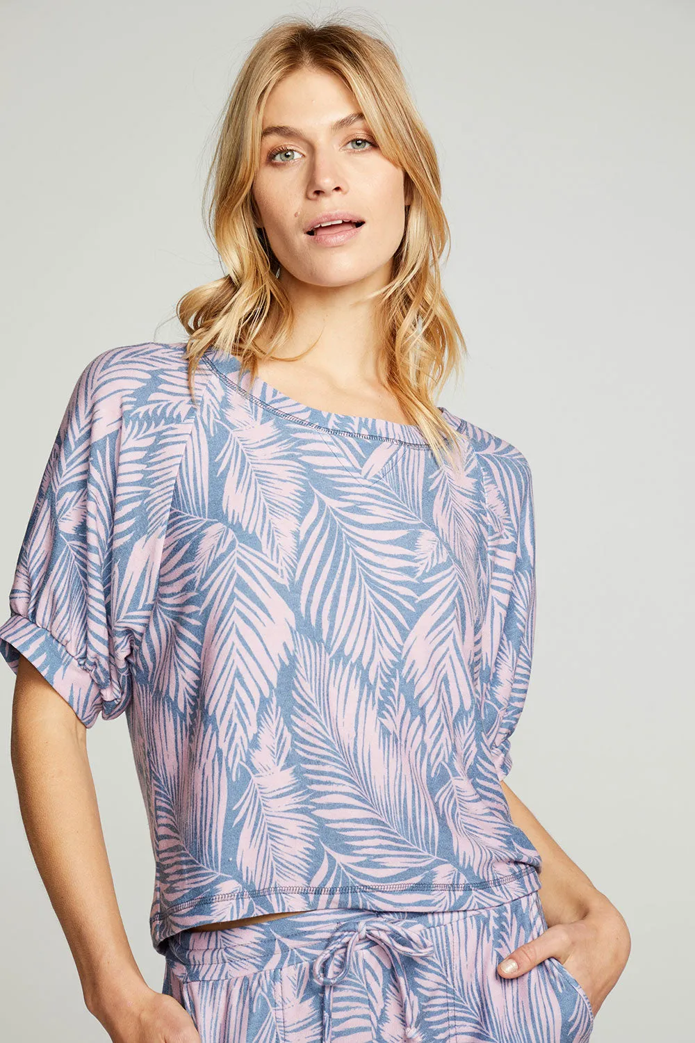 Recycled Cozy Knit Blouson Short Sleeve Raglan Pullover sold by Chaser