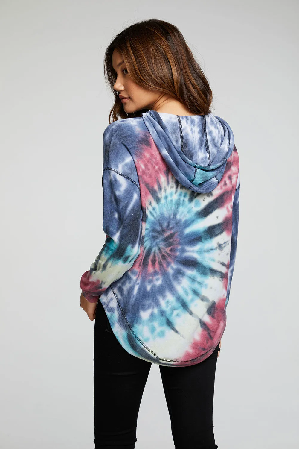 Recycled Cozy Knit Long Sleeve Drop Shoulder Hi Lo Shirttail Hoodie sold by Chaser product image thumbnail 3