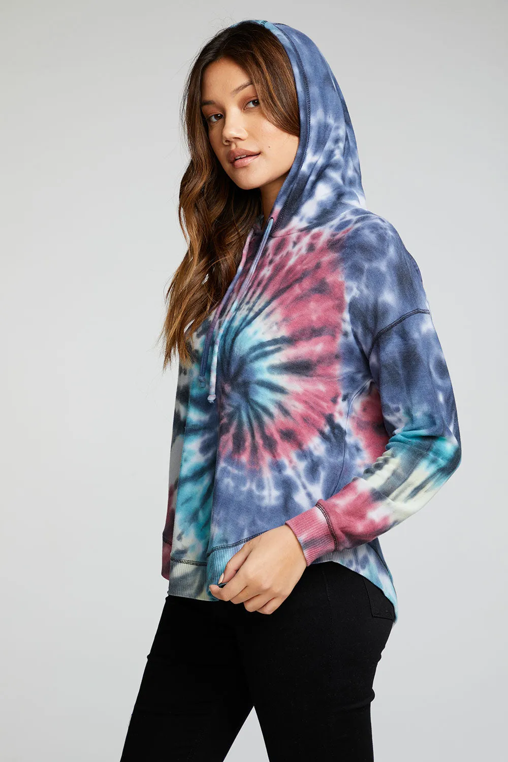 Recycled Cozy Knit Long Sleeve Drop Shoulder Hi Lo Shirttail Hoodie sold by Chaser product image thumbnail 2