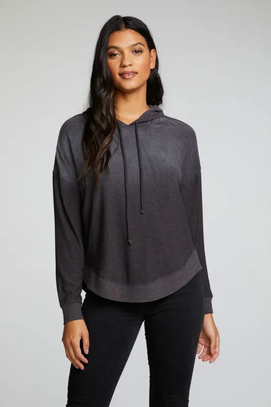 Recycled Cozy Knit Long Sleeve Drop Shoulder Hi Lo Shirttail Hoodie sold by Chaser